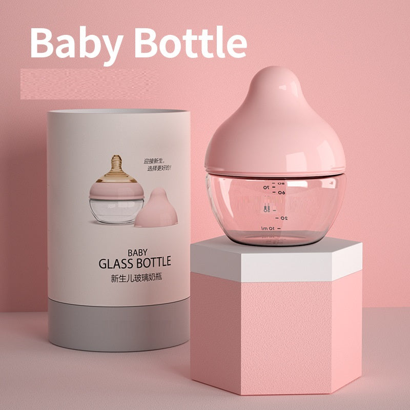 Newborn Wide Mouth Glass Baby Feeding Bottle (Choke-Proof Design) - Baby Dotz