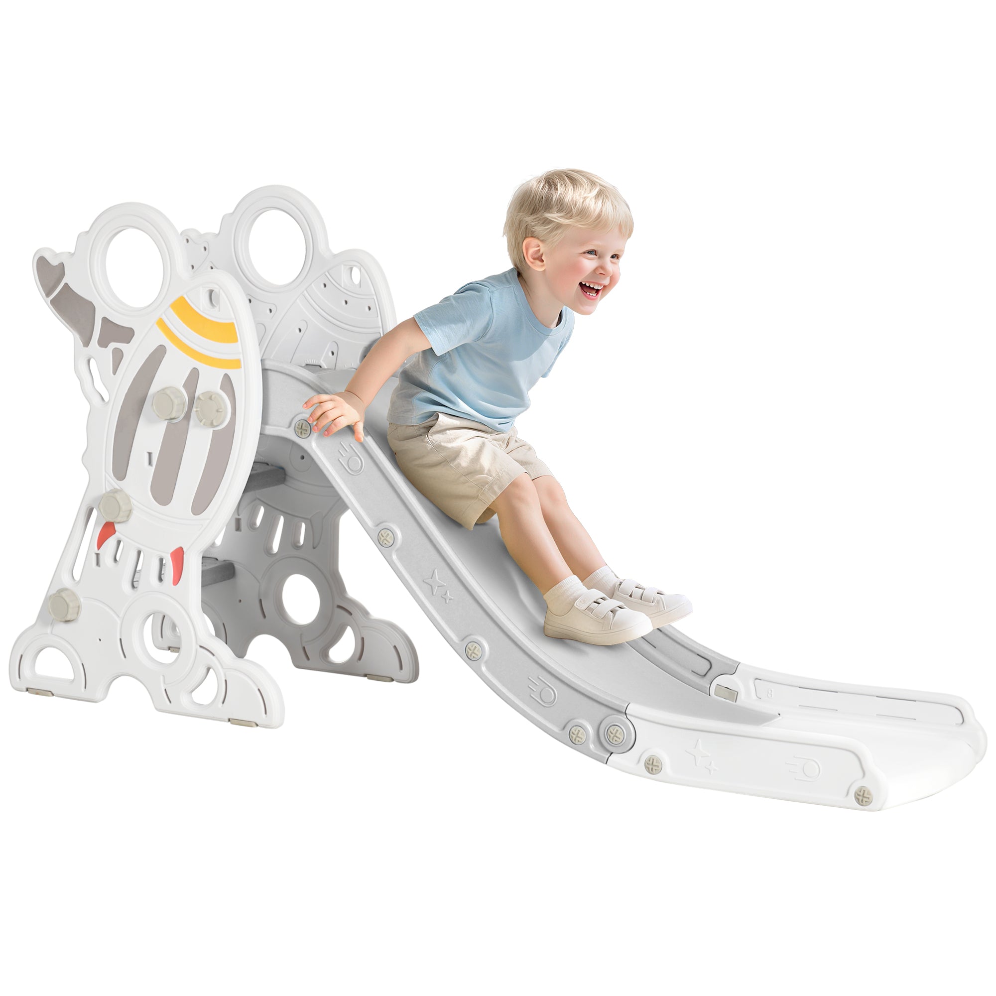Kids Indoor Slide for Toddlers (Ages 1.5–3)  Space Toy Playset (Gray) - Baby Dotz
