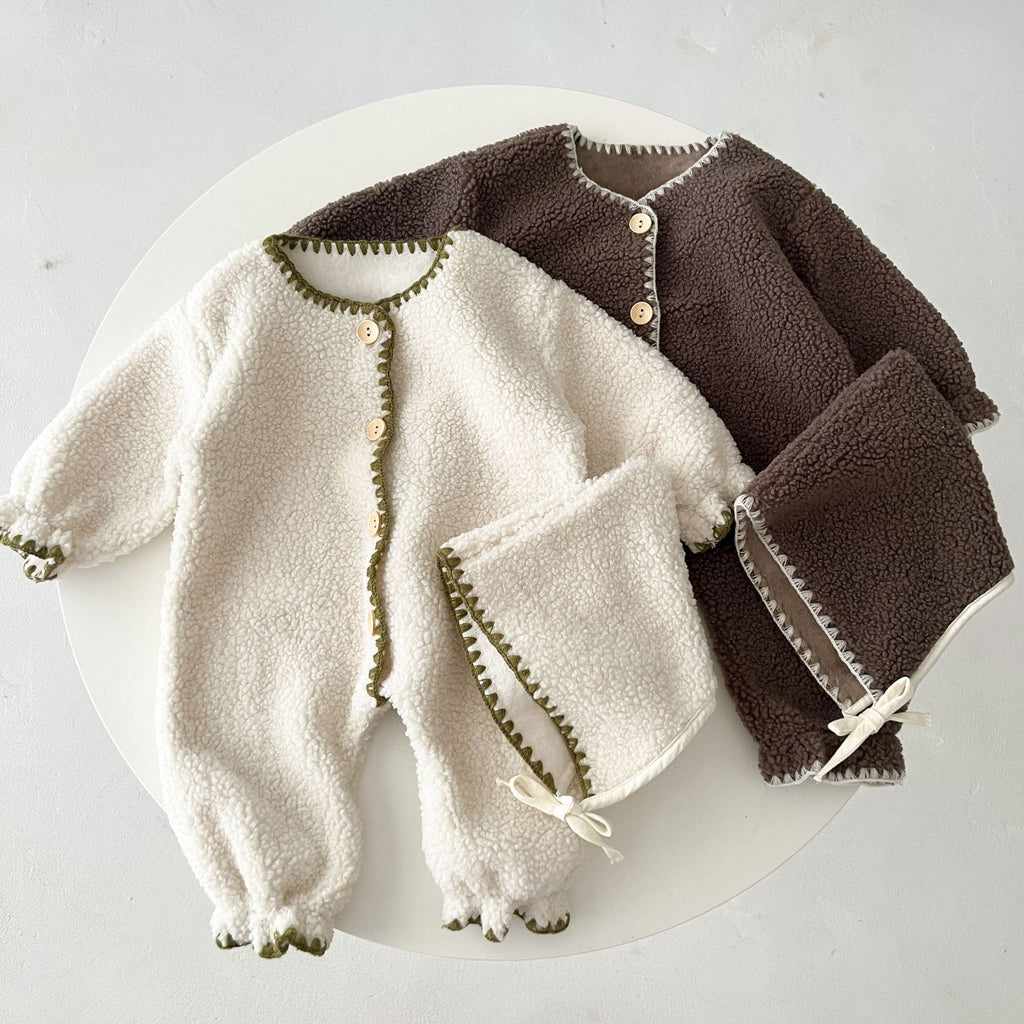 Fleece-Lined Baby One-Piece Romper  Western Style Long Jumpsuit - Baby Dotz