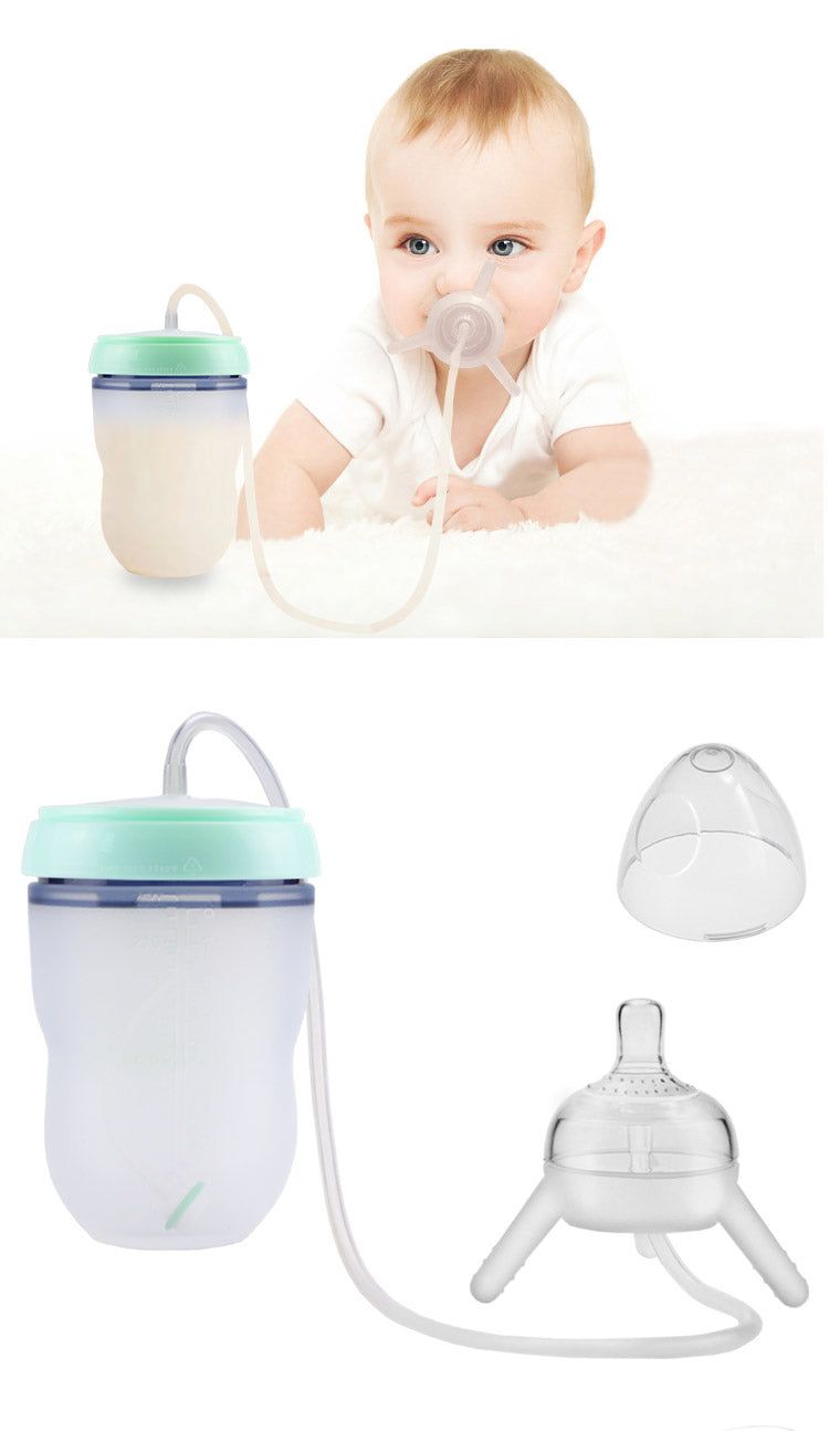 Kids Silicone Sippy Training Cup Feeding Bottle (Child Learning Cup) - Baby Dotz