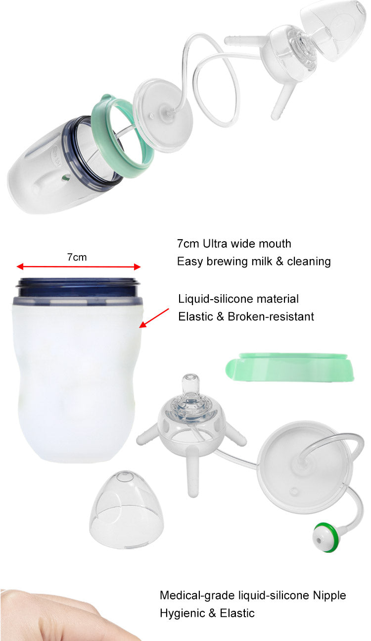 Kids Silicone Sippy Training Cup Feeding Bottle (Child Learning Cup) - Baby Dotz