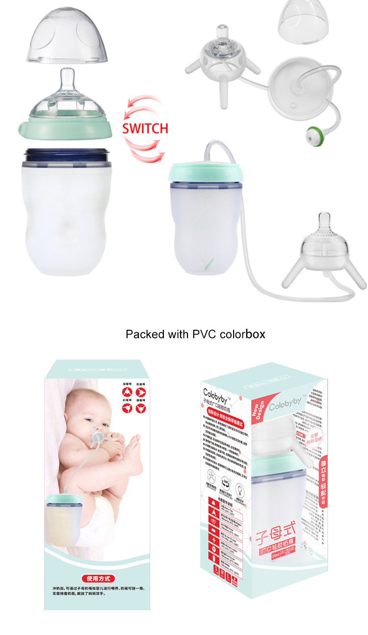 Kids Silicone Sippy Training Cup Feeding Bottle (Child Learning Cup) - Baby Dotz