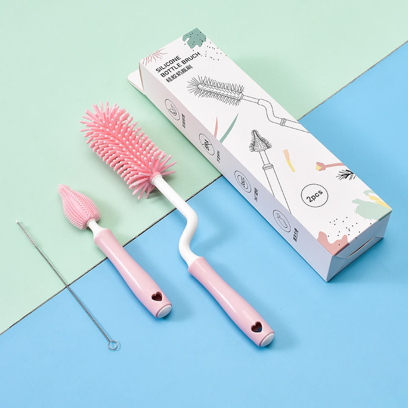 Baby Silicone Baby Bottle Brush Straw Scrubbing Cleaning Set - Baby Dotz