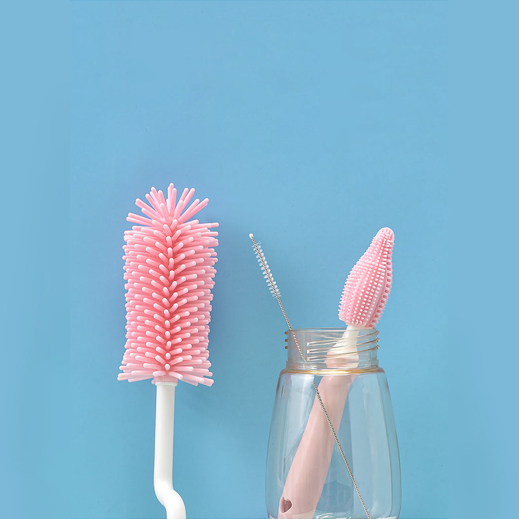 Baby Silicone Baby Bottle Brush Straw Scrubbing Cleaning Set - Baby Dotz