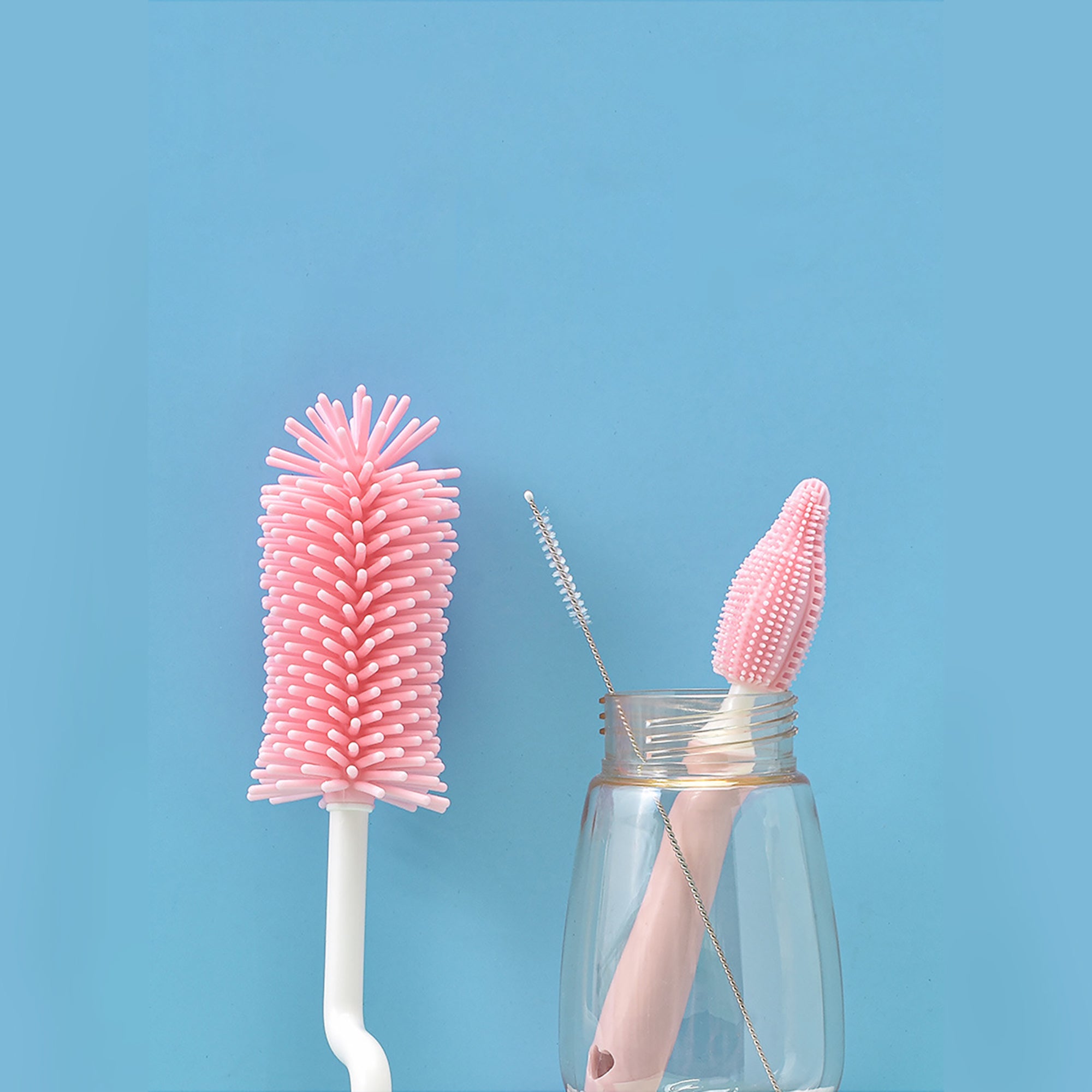 Baby Silicone Baby Bottle Brush Straw Scrubbing Cleaning Set - Baby Dotz