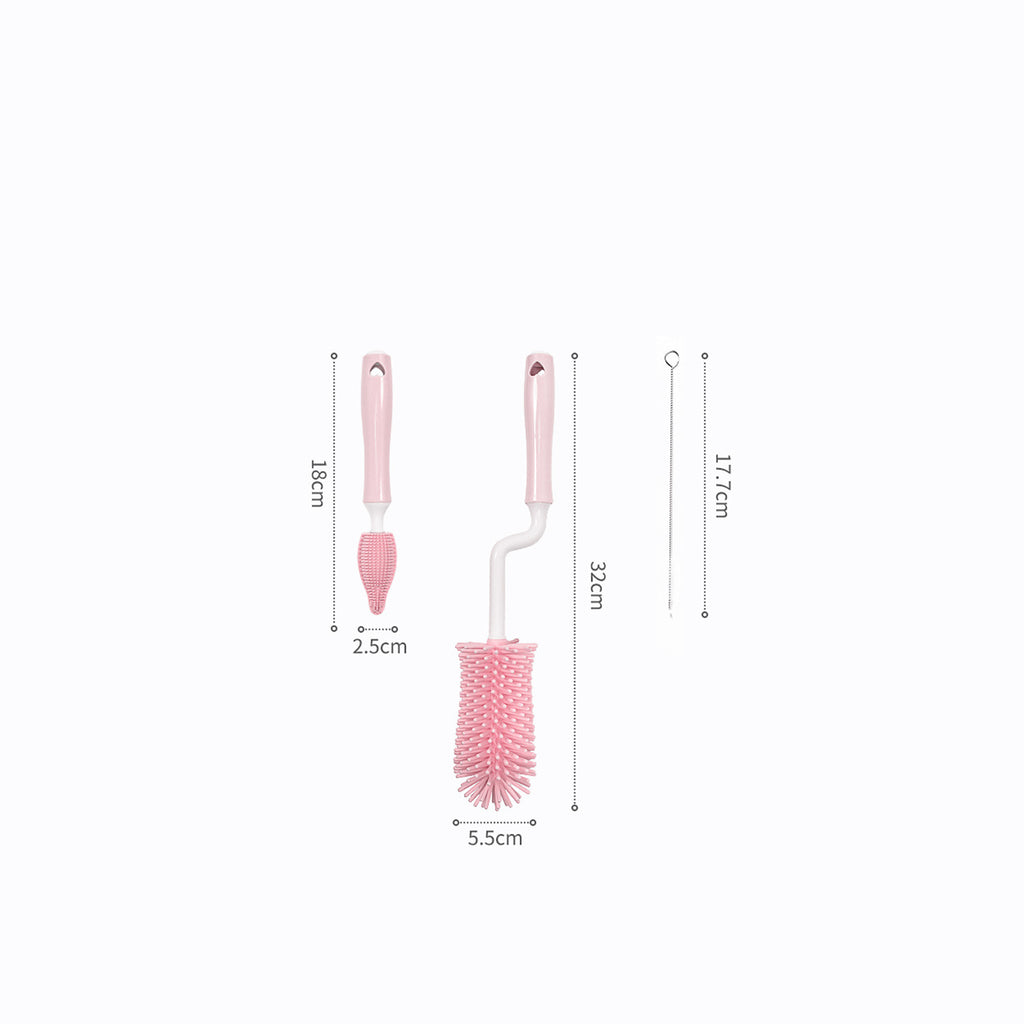 Baby Silicone Baby Bottle Brush Straw Scrubbing Cleaning Set - Baby Dotz