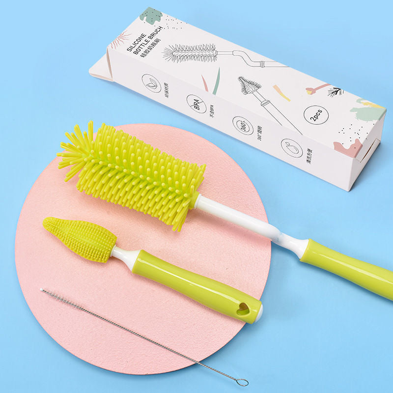 Baby Silicone Baby Bottle Brush Straw Scrubbing Cleaning Set - Baby Dotz