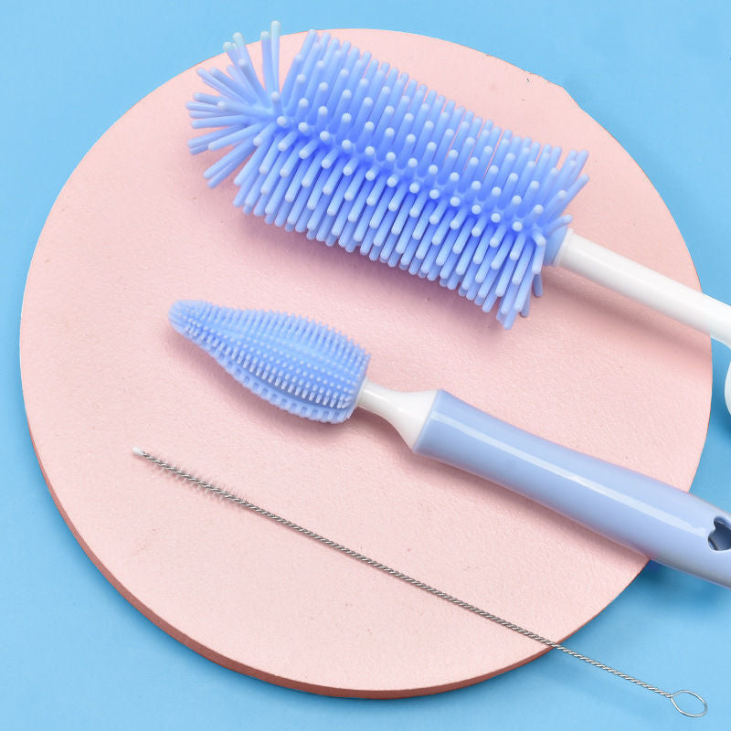 Baby Silicone Baby Bottle Brush Straw Scrubbing Cleaning Set - Baby Dotz