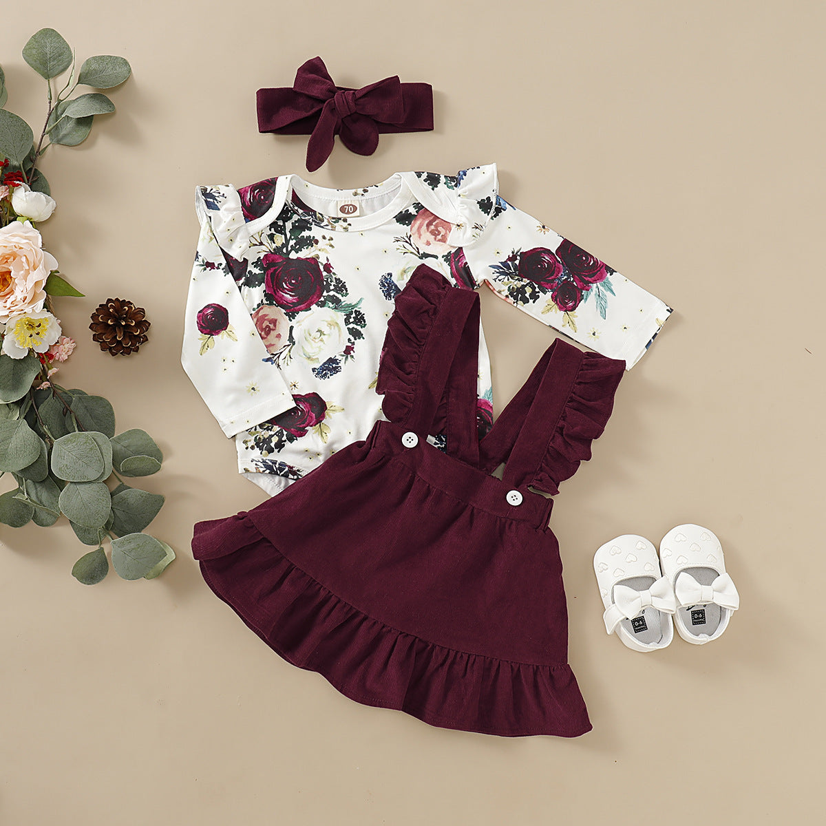 Three-piece set of baby and toddler flower print straps - Baby Dotz