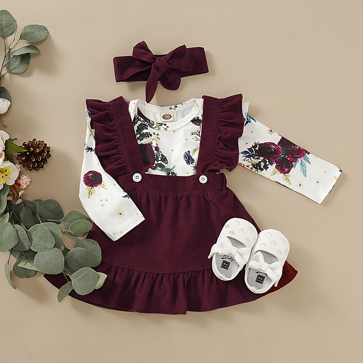 Three-piece set of baby and toddler flower print straps - Baby Dotz
