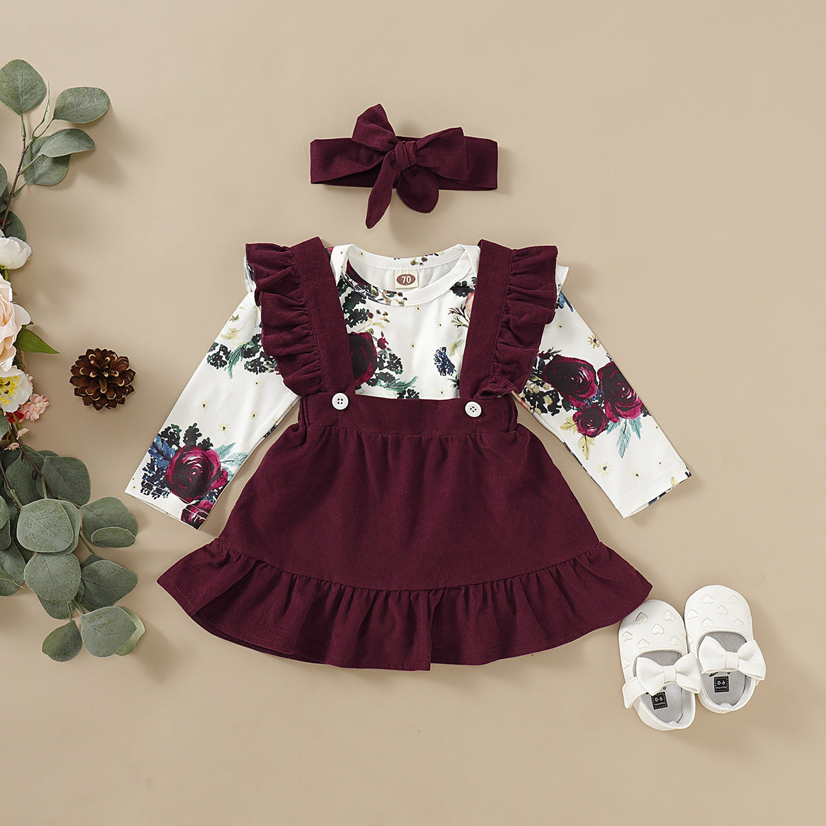 Three-piece set of baby and toddler flower print straps - Baby Dotz
