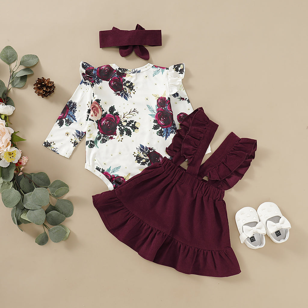 Three-piece set of baby and toddler flower print straps - Baby Dotz