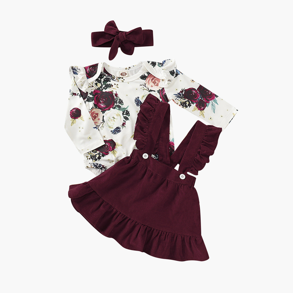 Three-piece set of baby and toddler flower print straps - Baby Dotz