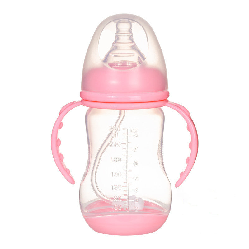 Wide-Caliber PP Baby Feeding Bottle – Anti-Colic With Handle & Straw(180ml / 240ml) - Baby Dotz