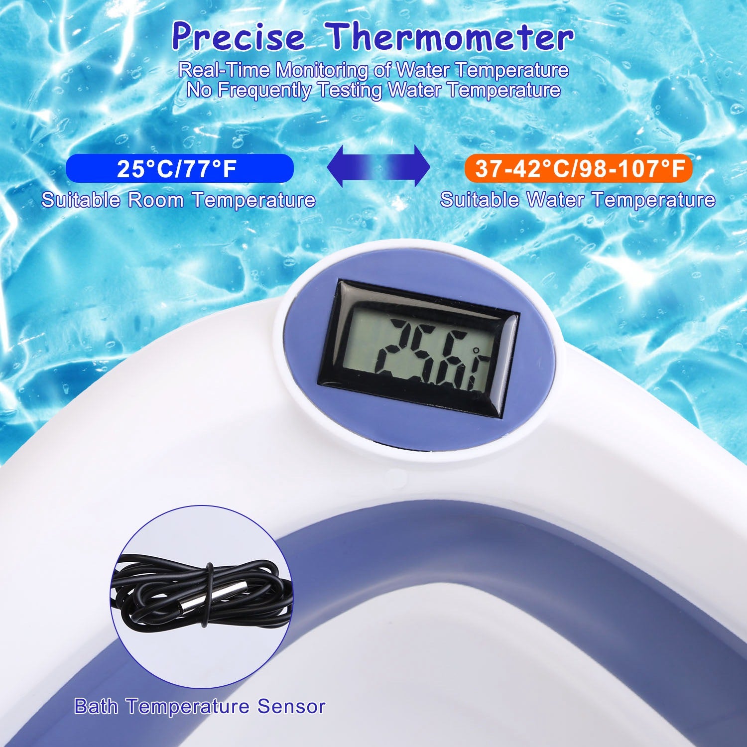 1Pc Baby Bath Tub with Built-in Thermometer 0 To 24Months Baby (Foldable & Travel Friendly) - Baby Dotz