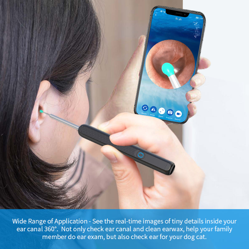 NE3 Ear Cleaner Otoscope Ear Wax Removal Tool With Camera LED Light Wireless Ear Endoscope (For iPhone) - Baby Dotz