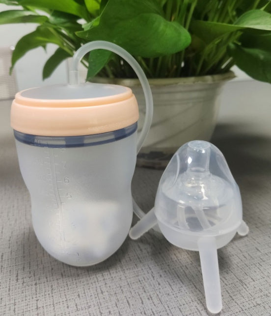 Kids Silicone Sippy Training Cup Feeding Bottle (Child Learning Cup) - Baby Dotz