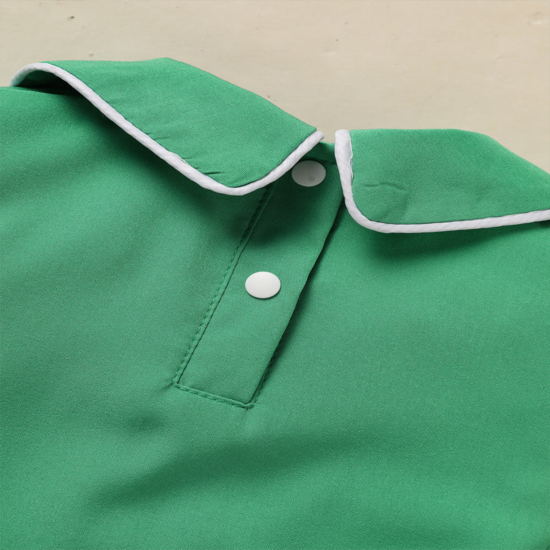 Baby Green Lapel Short Sleeve Romper  Clover Print Button Detail Playsuit - Baby Dotz