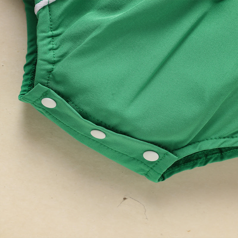 Baby Green Lapel Short Sleeve Romper  Clover Print Button Detail Playsuit - Baby Dotz