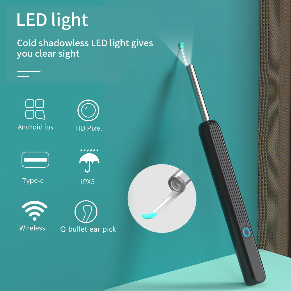 NE3 Ear Cleaner Otoscope Ear Wax Removal Tool With Camera LED Light Wireless Ear Endoscope (For iPhone) - Baby Dotz
