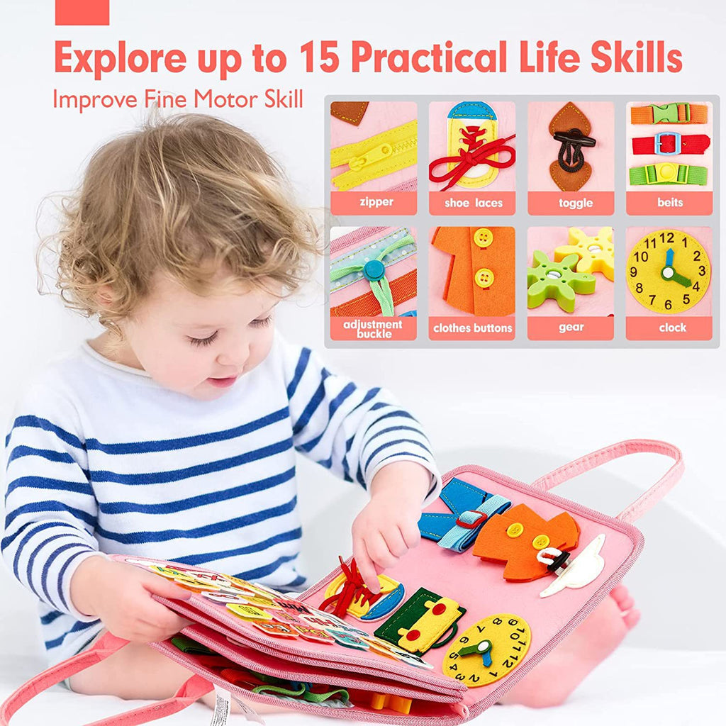 Children's Learning Board Early Education Toys Life Common Sense Dressing Lace-up Felt Bag Toddler Felt Busy Board - Baby Dotz
