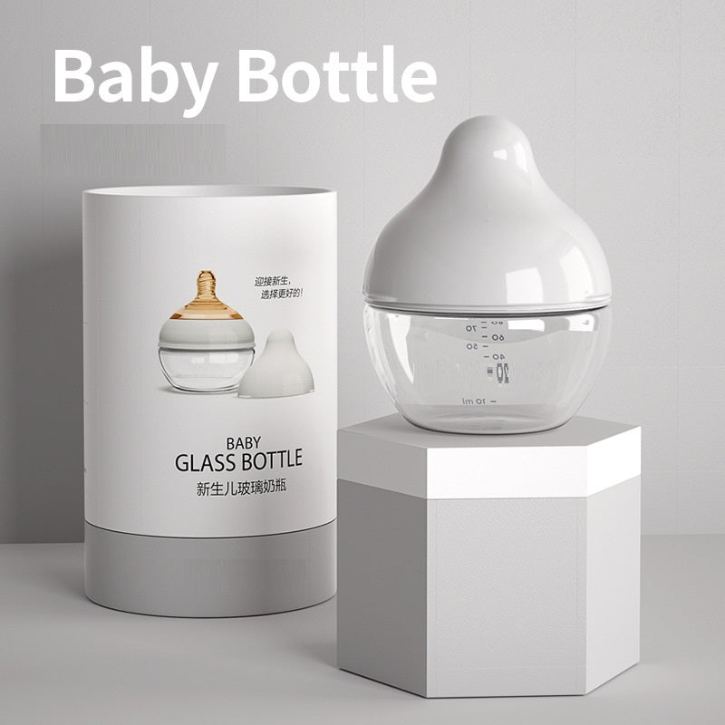 Newborn Wide Mouth Glass Baby Feeding Bottle (Choke-Proof Design) - Baby Dotz