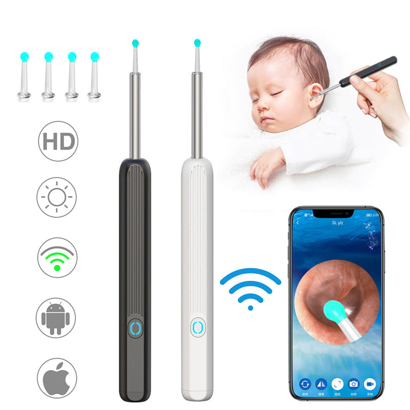 NE3 Ear Cleaner Otoscope Ear Wax Removal Tool With Camera LED Light Wireless Ear Endoscope (For iPhone) - Baby Dotz