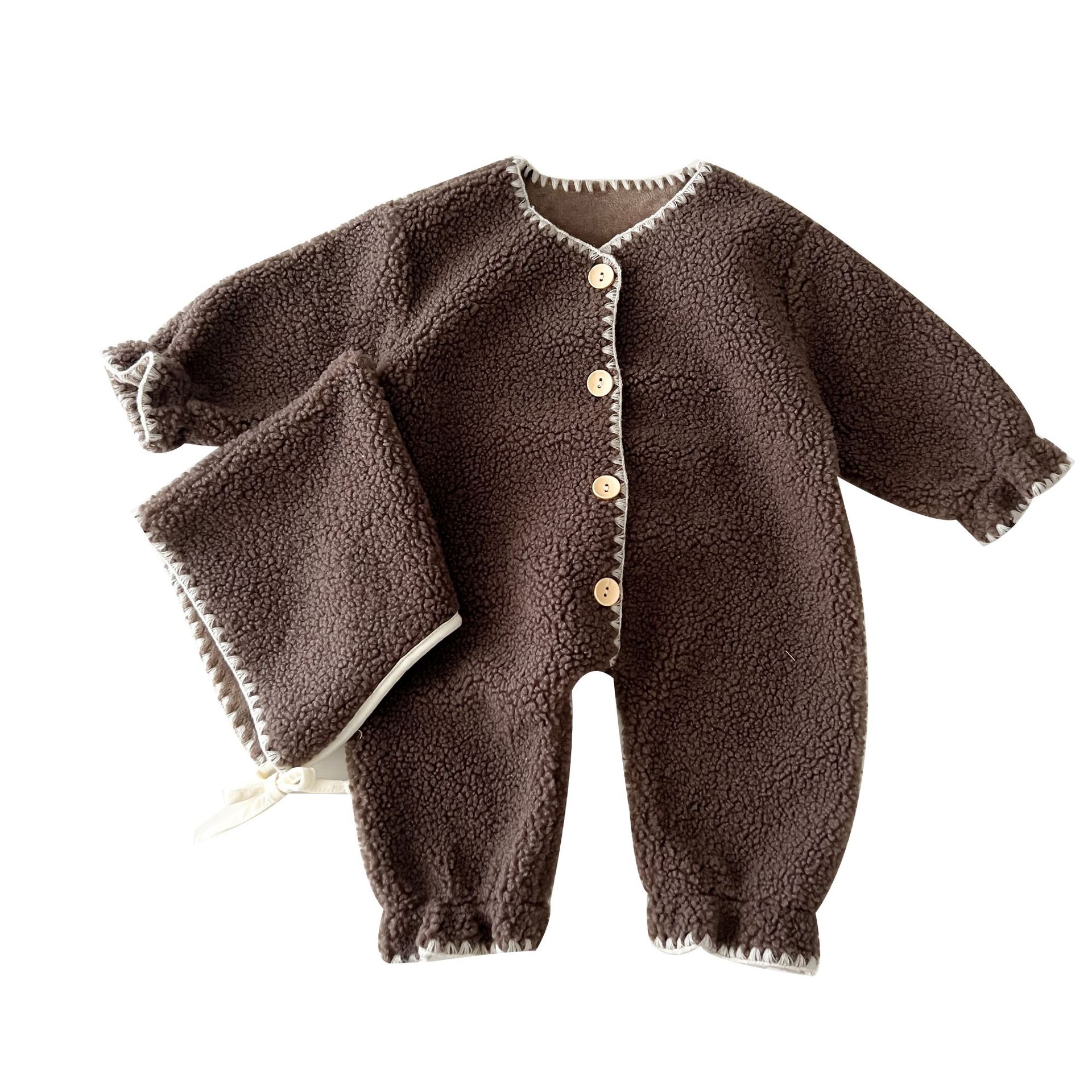 Fleece-Lined Baby One-Piece Romper  Western Style Long Jumpsuit - Baby Dotz