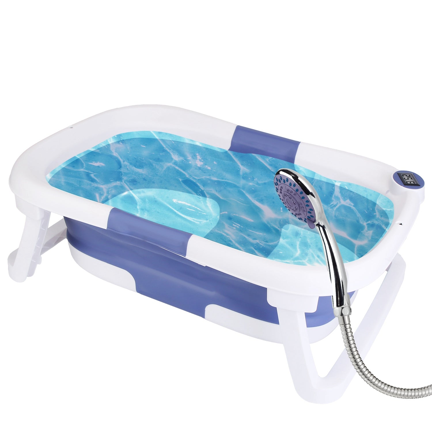 1Pc Baby Bath Tub with Built-in Thermometer 0 To 24Months Baby (Foldable & Travel Friendly) - Baby Dotz