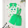 Newborn Baby Boy St. Patrick’s Day Outfit Set Short Sleeve Clover Print Romper (2Pcs) - Baby Dotz