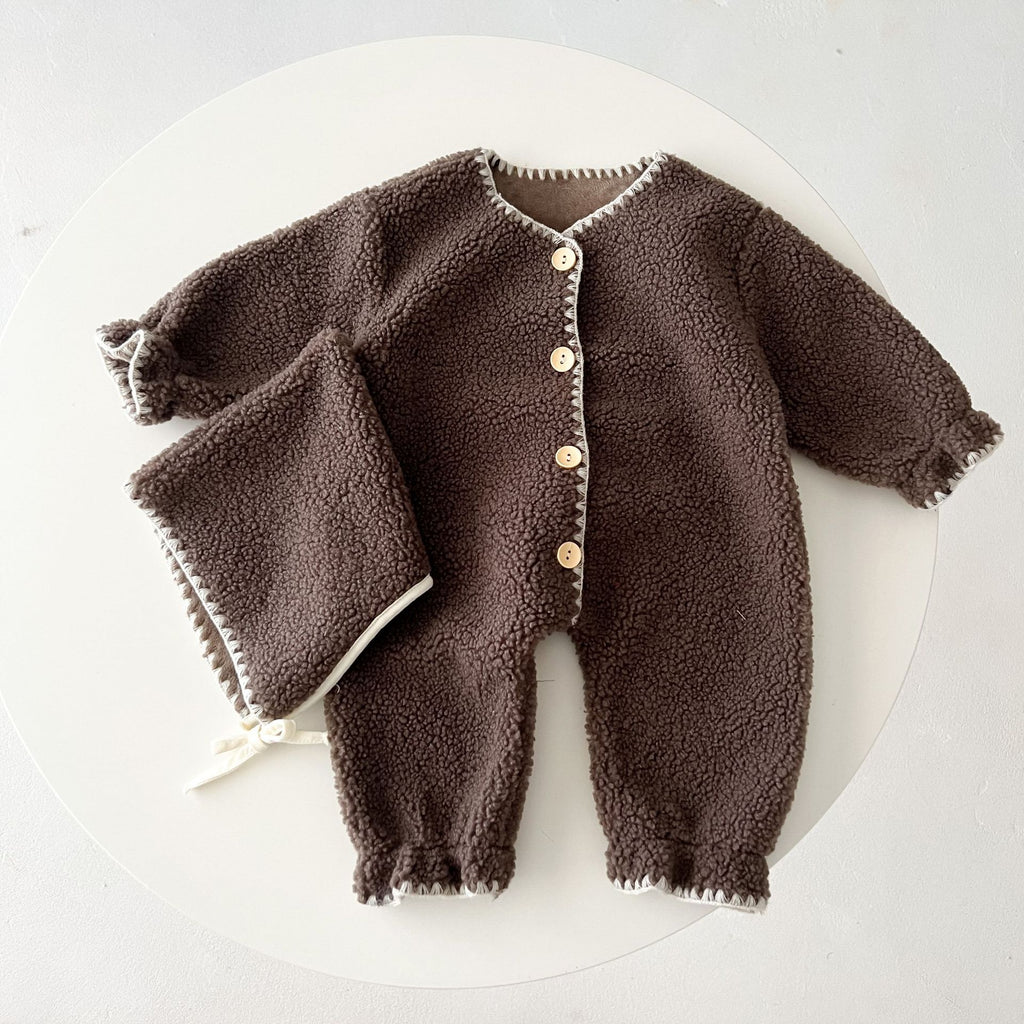 Fleece-Lined Baby One-Piece Romper  Western Style Long Jumpsuit - Baby Dotz
