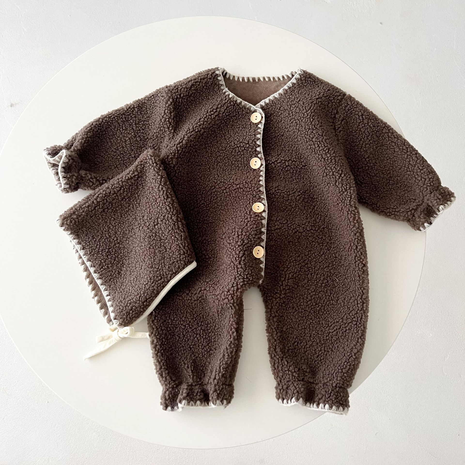 Fleece-Lined Baby One-Piece Romper  Western Style Long Jumpsuit - Baby Dotz