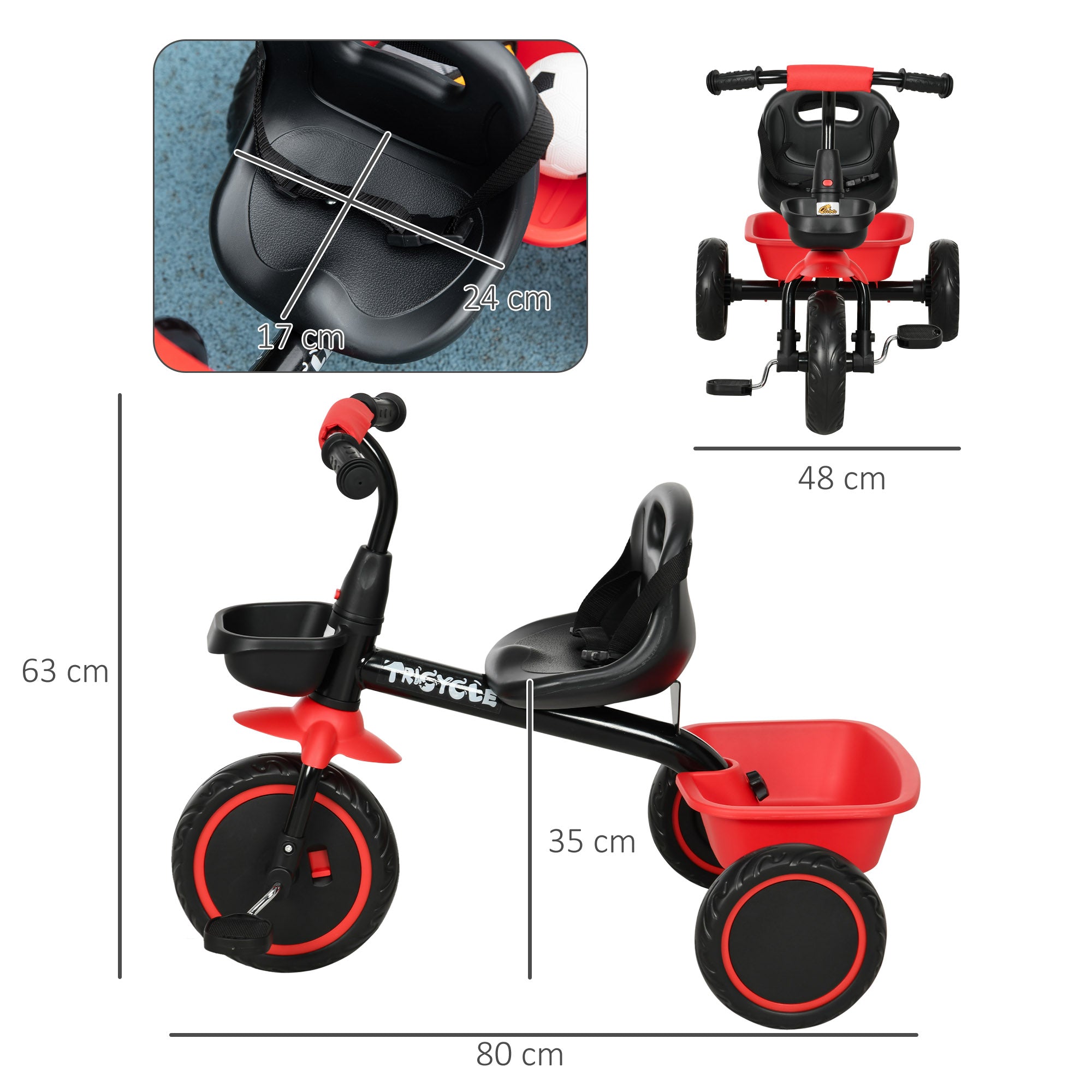 Tricycle for Toddlers (Age 2–5)  Adjustable Seat with Storage Basket for Boys and Girls (Red) - Baby Dotz