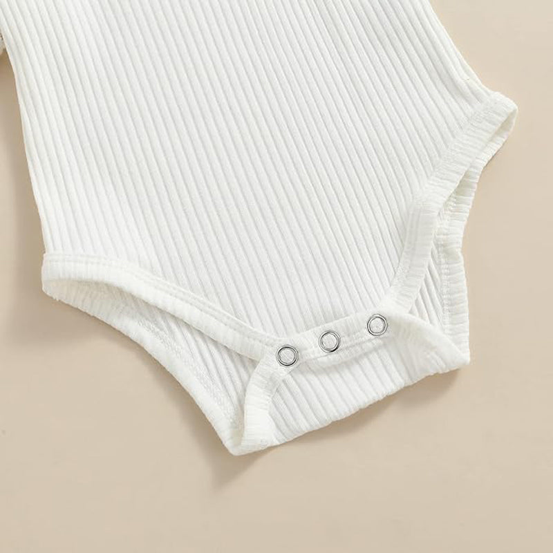 3Pcs Infant Baby Girl Summer Outfit Set  Ruffle Ribbed Romper Collection - Baby Dotz