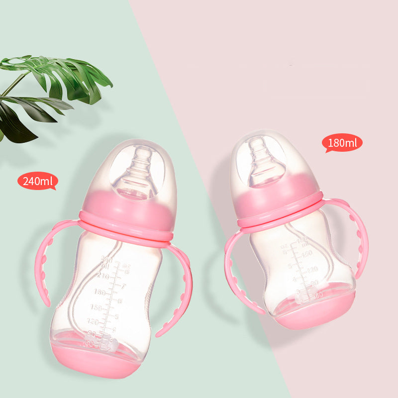 Wide-Caliber PP Baby Feeding Bottle – Anti-Colic With Handle & Straw(180ml / 240ml) - Baby Dotz