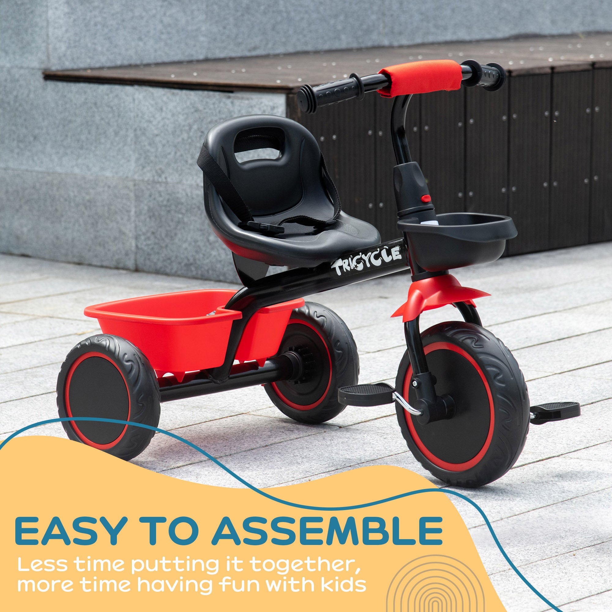 Tricycle for Toddlers (Age 2–5)  Adjustable Seat with Storage Basket for Boys and Girls (Red) - Baby Dotz