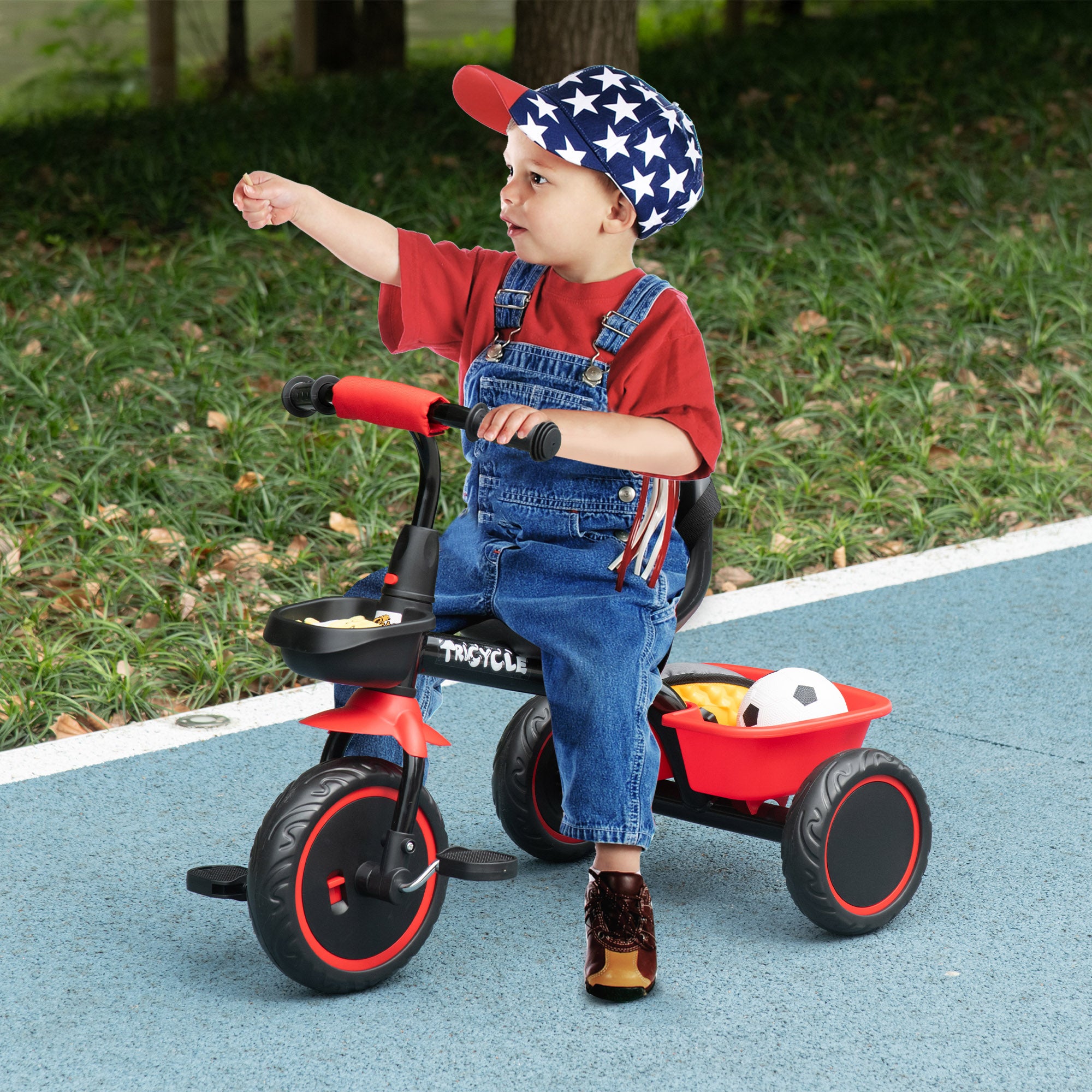 Tricycle for Toddlers (Age 2–5)  Adjustable Seat with Storage Basket for Boys and Girls (Red) - Baby Dotz