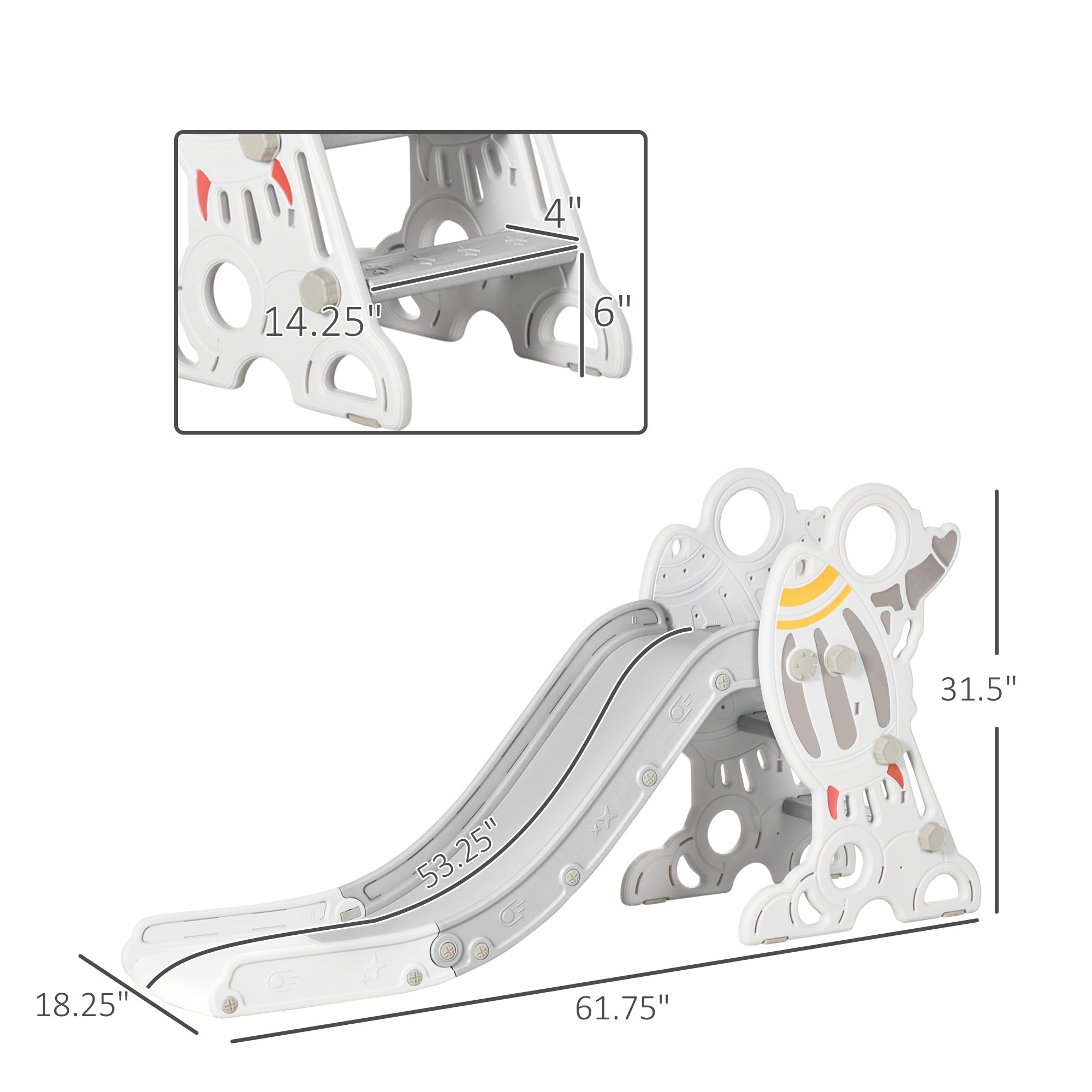 Kids Indoor Slide for Toddlers (Ages 1.5–3)  Space Toy Playset (Gray) - Baby Dotz