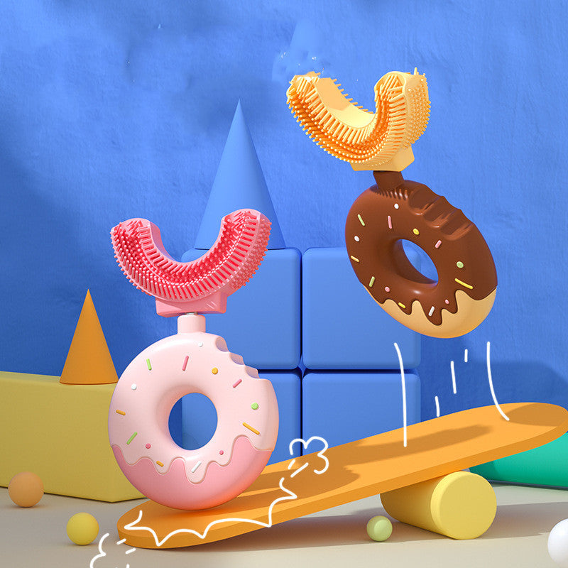 SmileDonut U-Shape Silicone Baby Toothbrush (Manual 360° Cleaning Brush) - Baby Dotz